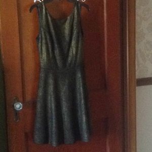 Fit and flare metallic party dress.